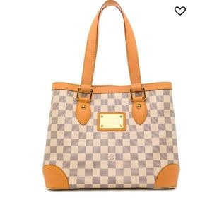 Louis Vuitton Hampstead PM Tote Bag White Damier Azur